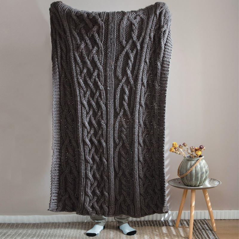 新款摩卡编制毯 针织毯 毯子 盖毯 软装搭毯 130*160cm 灰色