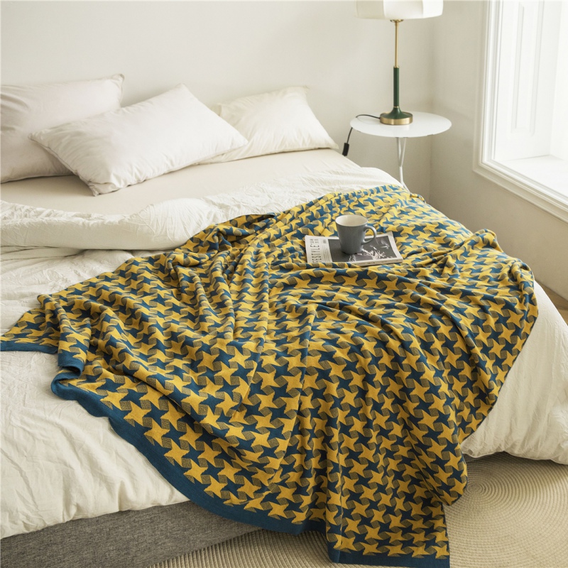 新款苏月白盖毯午睡毯沙发毯休闲毯旅行毯床尾巾 150*200cm 姜黄