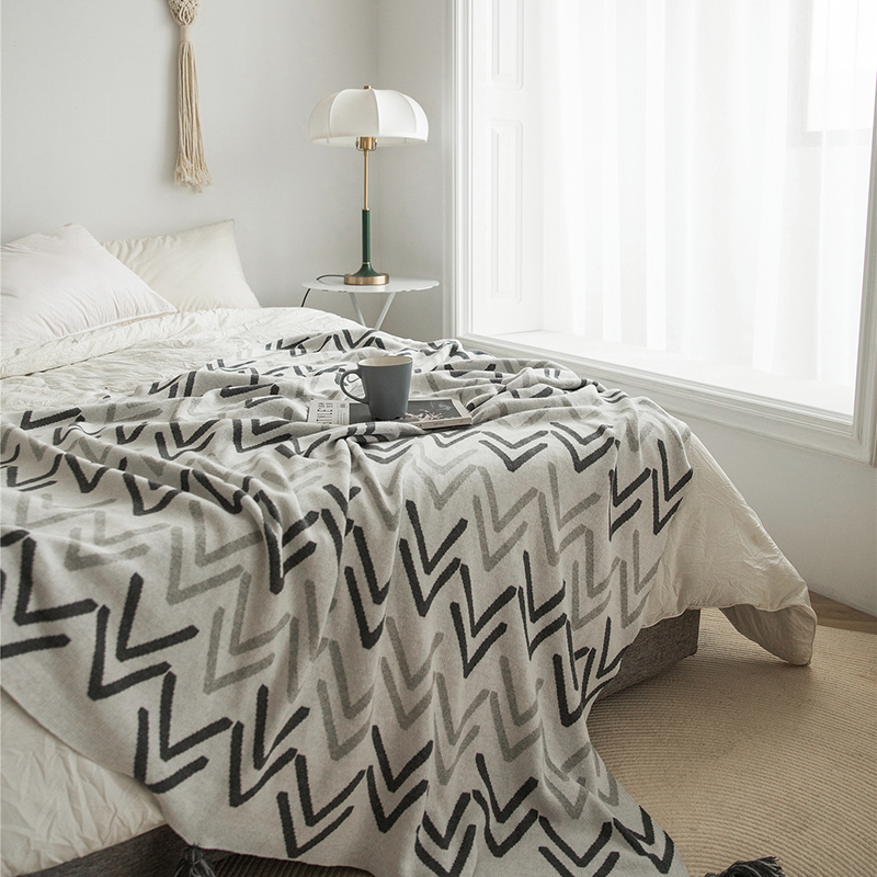 新款巴洛克全棉盖毯休闲毯旅行毯午睡毯沙发毯床尾巾 130*160cm 灰色