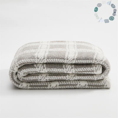 新款半边绒慕山格毯子休闲毯旅行毯午睡毯沙发毯床尾巾系列 130*160cm 灰色