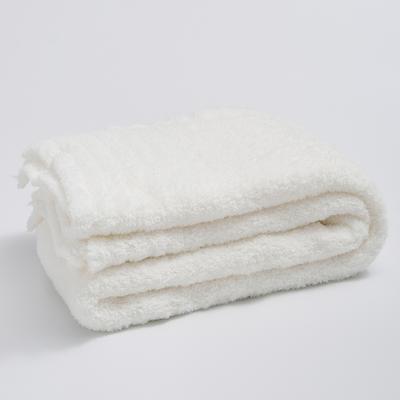 新款纯色半边绒毯子毛毯休闲毯盖毯旅行毯沙发毯床尾巾 130*160cm 余白-象牙白