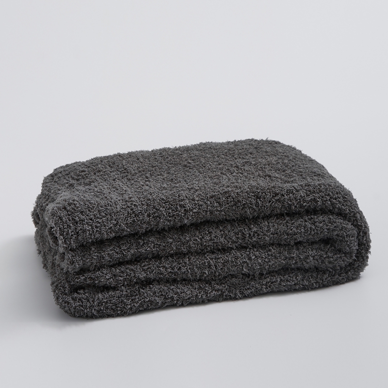 新款纯色半边绒毯子毛毯休闲毯盖毯旅行毯沙发毯床尾巾 130*160cm 余白-铁灰