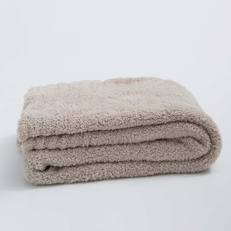 新款纯色半边绒毯子毛毯休闲毯盖毯旅行毯沙发毯床尾巾 130*160cm 余白-浅灰