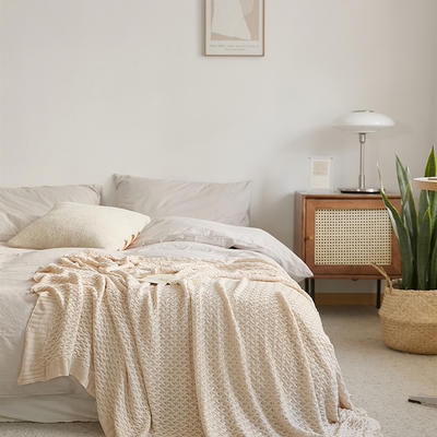 新款生态竹纤维毛毯休闲毯旅行毯午睡毯沙发毯床尾巾冰丝毯凉感毯--亨利 130*160cm 奶油黄