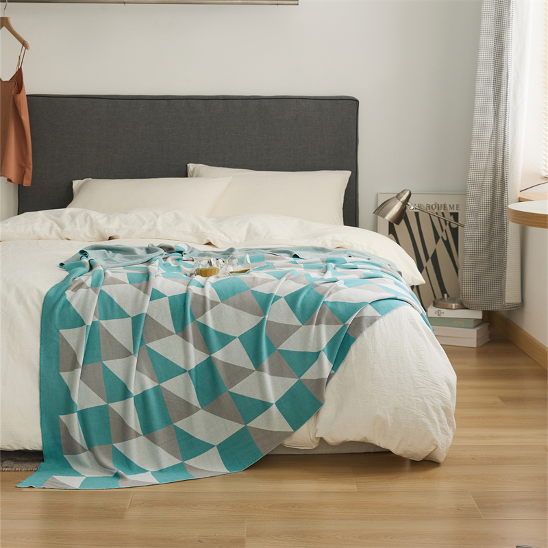 新款生态竹纤维毛毯休闲毯旅行毯午睡毯沙发毯床尾巾冰丝毯凉感毯--克里颂 130*160cm 克里颂-青绿
