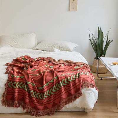 新款多功能休闲毯盖毯旅行毯沙发毯床尾巾--安瑞莎 130*160cm 安瑞莎--绣红