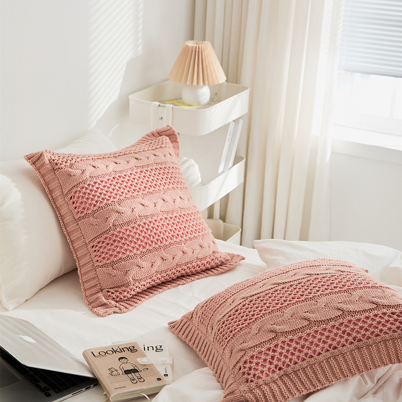 新款A类腈纶抱枕套靠枕、靠垫、方枕、方垫、午睡靠枕楷森系列 45x45cm（不含芯） 粉色抱枕