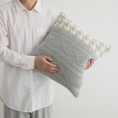 新款全棉全棉抱枕套靠枕、靠垫、方枕、方垫、午睡靠枕璃月系列 45x45cm 浅灰色抱枕