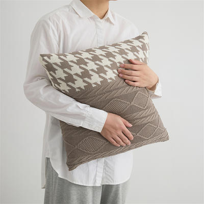 新款全棉全棉抱枕套靠枕、靠垫、方枕、方垫、午睡靠枕璃月系列 45x45cm 浅棕色抱枕