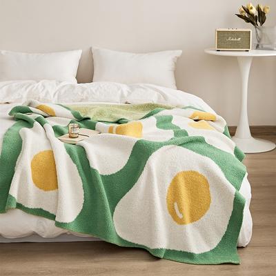 新款半边绒噗噗蛋多功能盖毯休闲毯旅行毯午睡毯沙发毯床尾巾 130*160cm 噗噗蛋--绿色