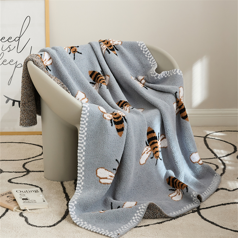 新款A类半边绒蜜蜂毯子休闲毯盖毯旅行毯沙发毯床尾巾系列 130*160cm 蜜蜂