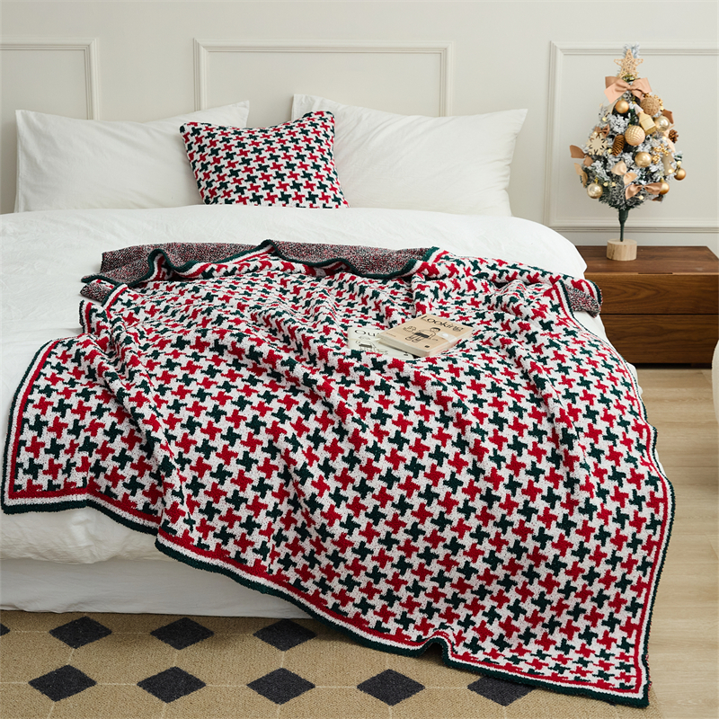 新款半边绒多功能休闲毯旅行毯午睡毯沙发毯床尾巾盖毯毯子系列--圣诞毯 毯子130*160cm 圣诞风车