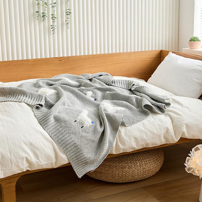 2023新款小羊苏西系列全棉休闲毯盖毯旅行毯沙发毯床尾巾 75*100cm 小羊苏西-灰色