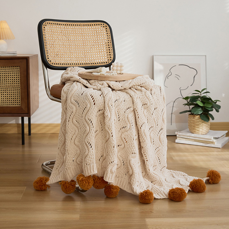 2023新款雪尼尔范塔斯-休闲毯盖毯旅行毯沙发毯床尾巾 130*160cm 米色
