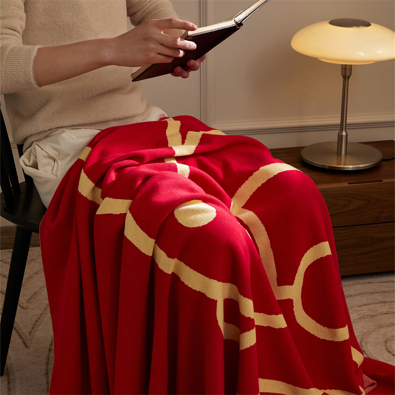 2023新款针织毯子休闲毯盖毯旅行毯沙发毯床尾巾-欢喜兔 130*160cm 欢喜兔