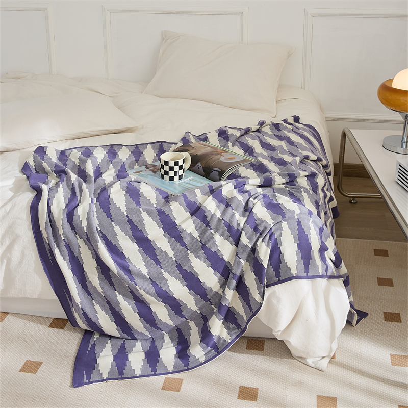 2023新款全棉奇思妙想盖毯休闲毯抱枕套靠枕、靠垫、方枕、方垫、午睡靠枕 130*160cm盖毯 玉紫盖毯
