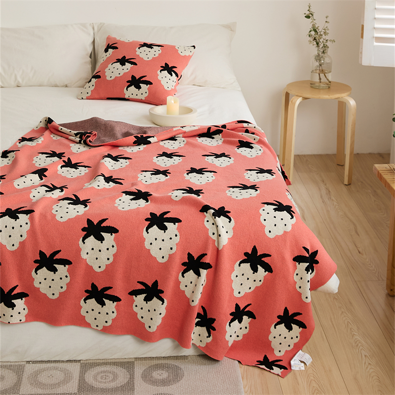 2023新款星空树莓休闲毯盖毯旅行毯沙发毯床尾巾 130*160cm 粉桔