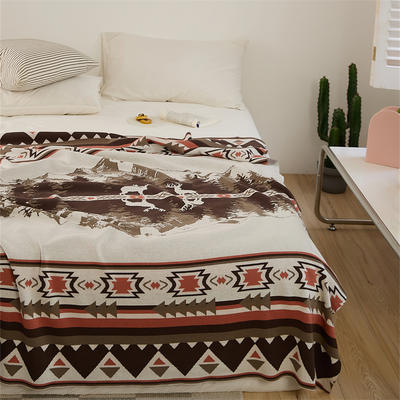2023新款林中小鹿休闲毯盖毯旅行毯沙发毯床尾巾 130*160cm 红色
