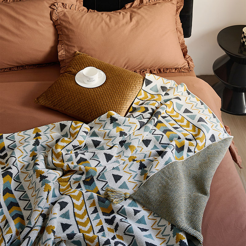 2023新款腈纶亲肤毯休闲毯盖毯旅行毯沙发毯床尾巾-布里格 130*160cm 黄色