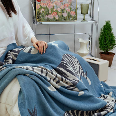 2023新款羊毛混纺休闲毯盖毯旅行毯沙发毯床尾巾-海诺 130*160cm 蓝色
