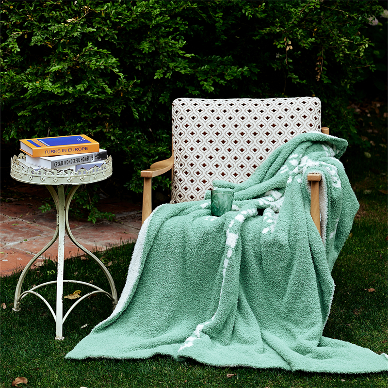2023新款A类半边绒毯子休闲毯盖毯旅行毯沙发毯床尾巾-椰克雷 130*160cm 绿色