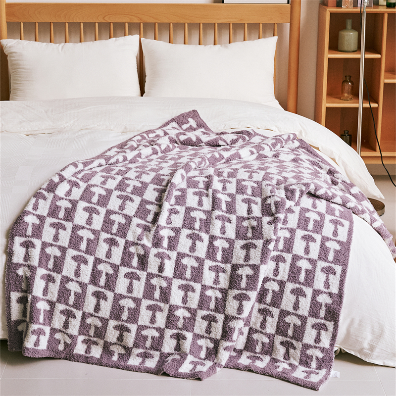 2023新款半边绒办公室午睡毯休闲毯-辛朵 盖毯旅行毯沙发毯床尾巾 130*160CM 紫色
