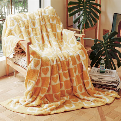2023新款半边绒纯色毛毯毯子系列-桃心 130*160CM 黄色