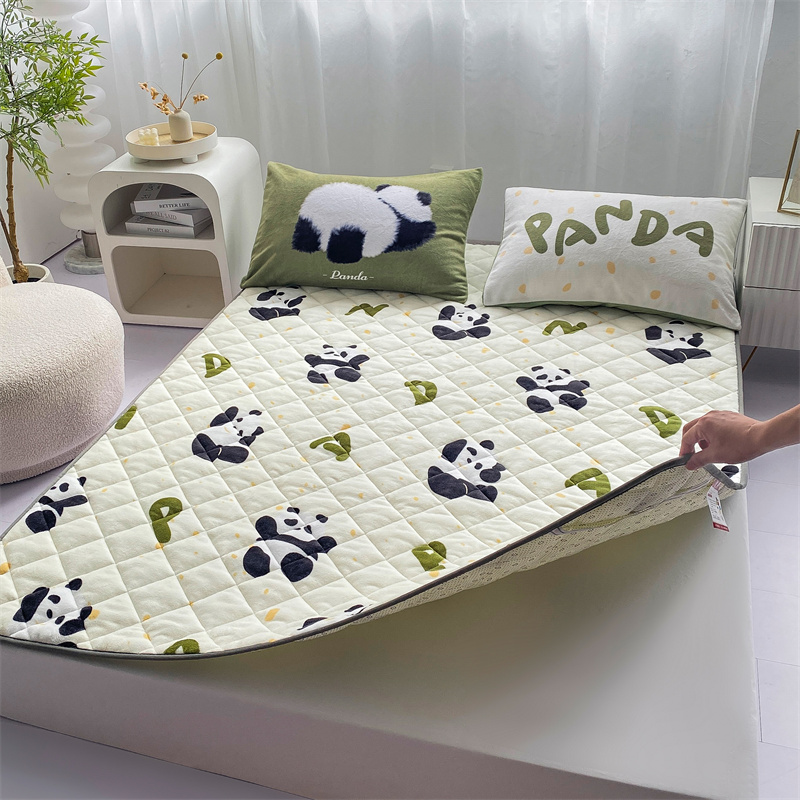 2023新款牛奶绒软床垫 100*200cm（定制） 软垫-熊猫派对