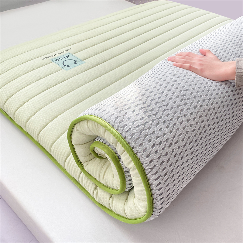 2024新款泡泡棉笑脸直线大豆纤维床垫（专版花型） 0.9*1.9m 高5cm 笑脸-绿