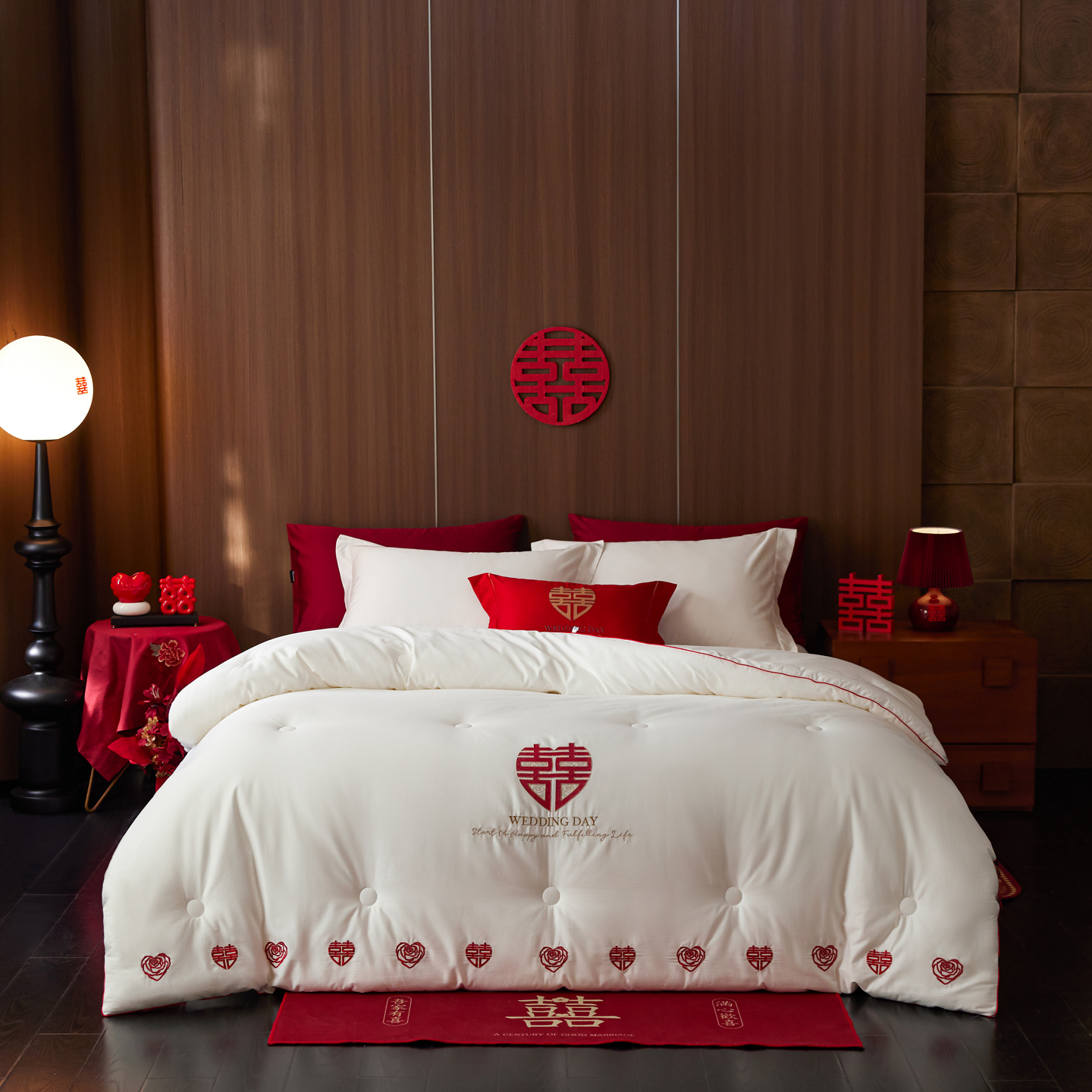 2025新款60S长绒棉蚕丝蛋白婚庆被-喜心缘梦 喜心缘梦-珍珠白