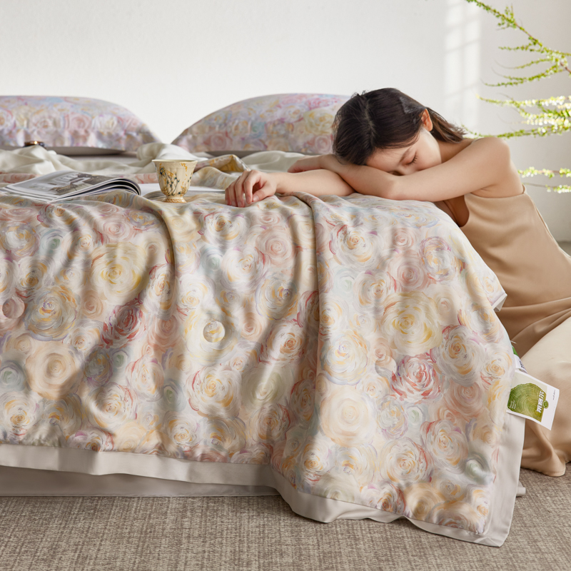 2026春夏新款莱赛尔天丝印花夏被 星空玫瑰