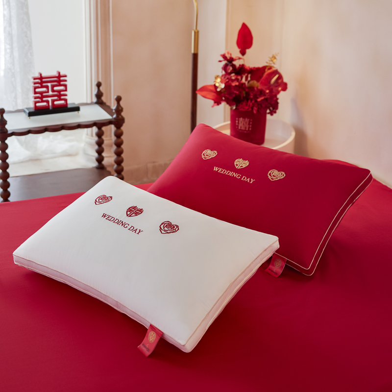 2025新款60S长绒棉婚庆立体枕婚庆枕芯枕头 组合