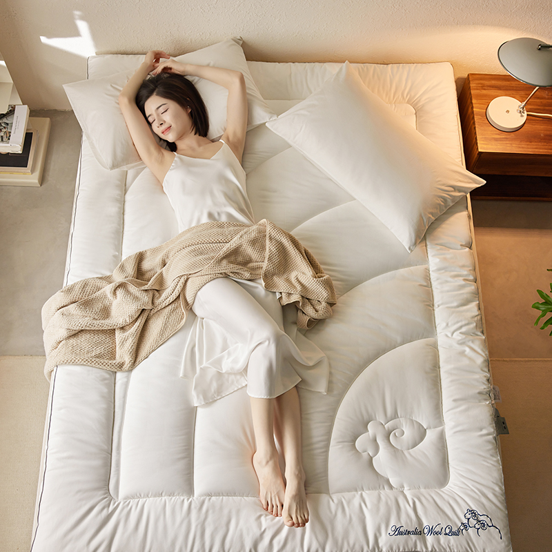 2023新款100支全棉澳洲羊毛软床垫拍图一 150*200cm重5.4斤左右 白色软床垫