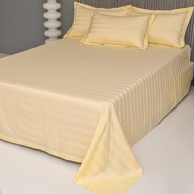 2023新款60支长绒棉提花条纹纯色系列单品床单（风格一） 245*240cm单床单 条纹-米黄