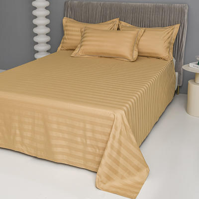2023新款60支长绒棉提花条纹纯色系列单品床单（风格一） 245*240cm单床单 条纹-驼