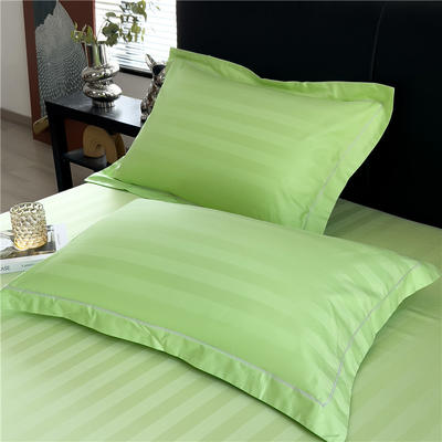 2024新款60支长绒棉提花条纹纯色系列单品枕套（风格二） 48*74cm枕套一对 条纹浅绿