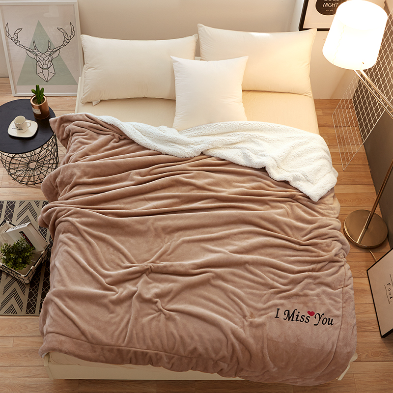 2018新款-羊羔绒毛毯 100*150cm 羊羔绒 浅驼 - 找家纺