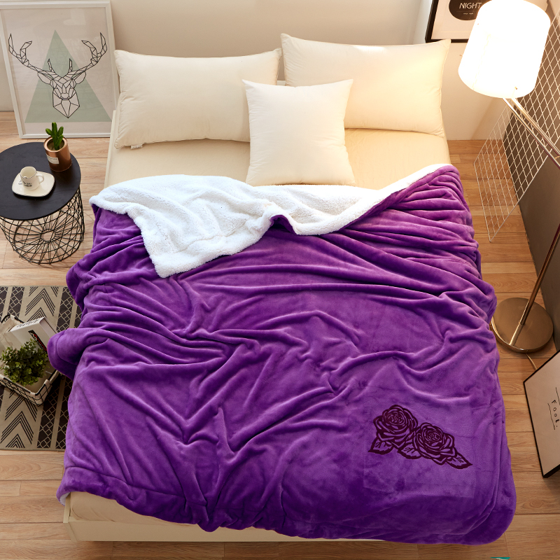 2018新款-羊羔绒毛毯 100*150cm 羊羔绒 紫色 - 找家纺