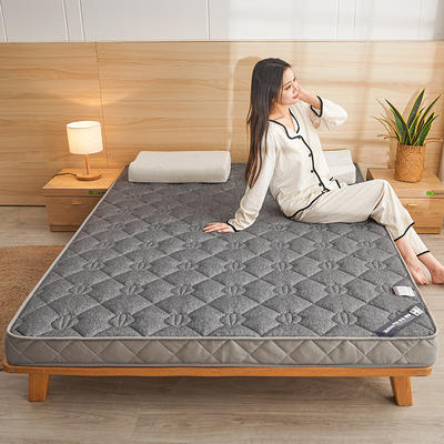 2024新款针织棉立体乳胶纯色床垫系列-大床款 80*200cm（5cm厚） 贝壳-灰