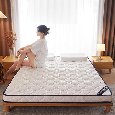 2024新款针织棉立体乳胶纯色床垫系列-大床款 80*200cm（5cm厚） 皇冠-白
