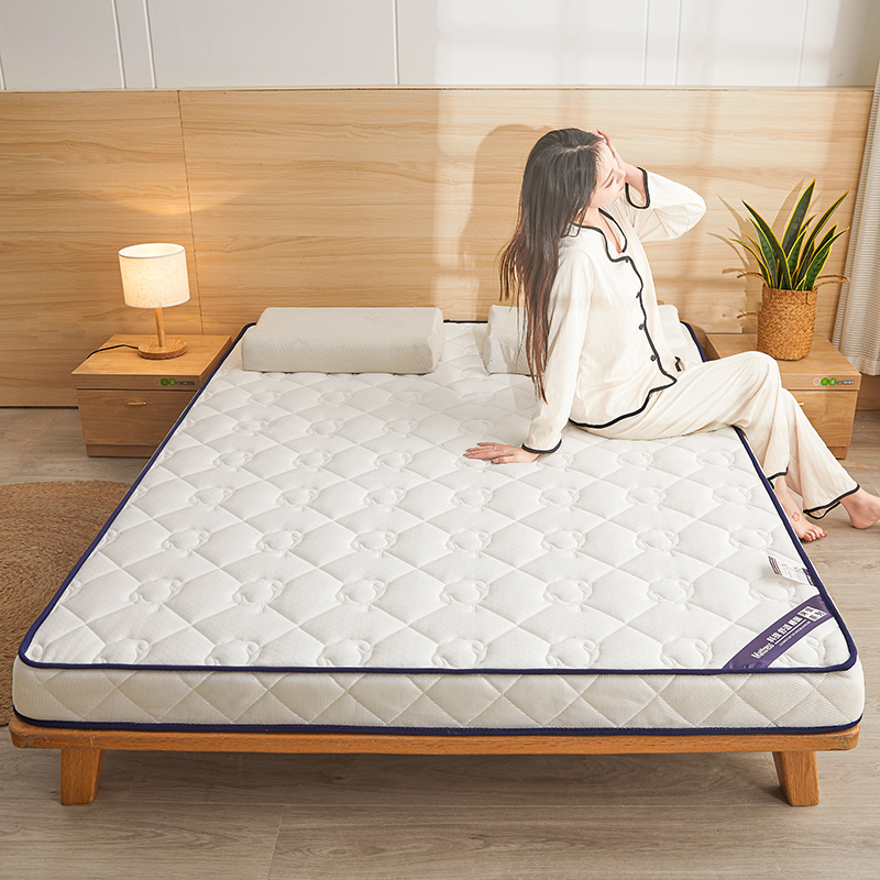 2024新款针织棉立体乳胶纯色床垫系列-大床款 80*200cm（5cm厚） 棉花-白