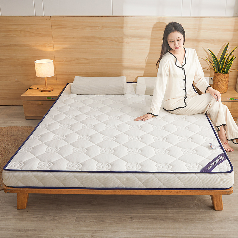2024新款针织棉立体乳胶纯色床垫系列-大床款 80*200cm（5cm厚） 牡丹-白