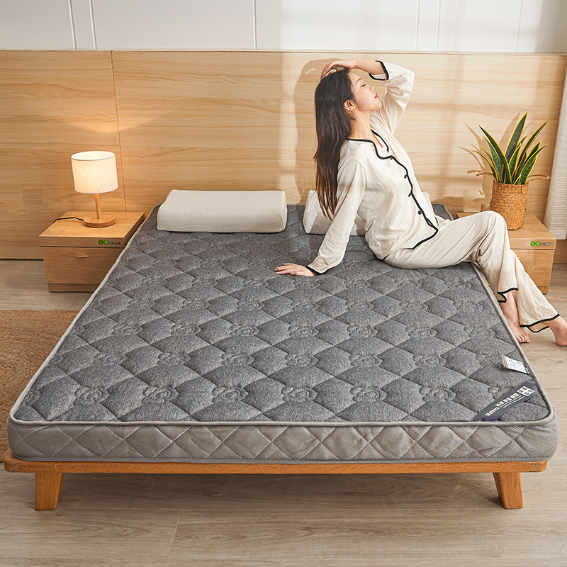 2024新款针织棉立体乳胶纯色床垫系列-大床款 80*200cm（5cm厚） 牡丹-灰
