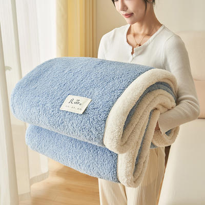 2023新款美丽绒多功能毛毯高克重法莱绒牛奶绒贝贝绒珊瑚绒保暖毛毯 150x200cm 简约蓝