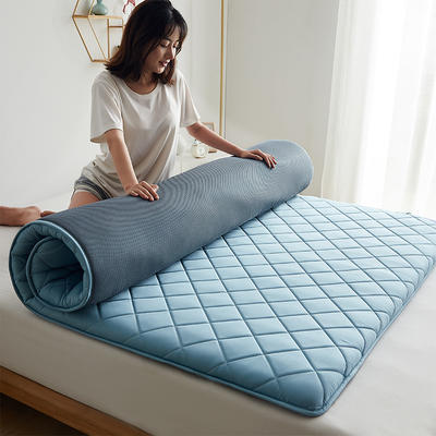 2022新款全棉斜方格抗菌床垫—厚度4.5厘米 0.8*1.9米 黛蓝
