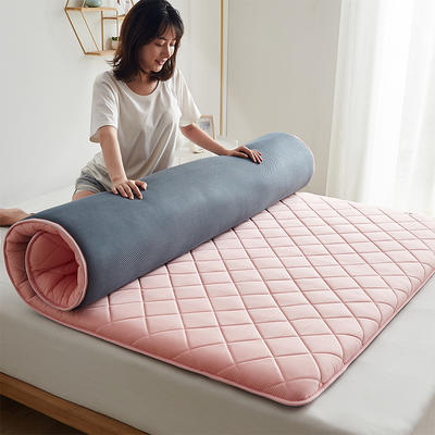 2022新款全棉斜方格抗菌床垫—厚度4.5厘米 0.9*2.0米 粉色