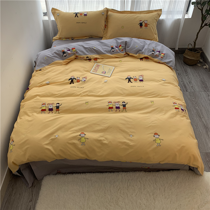 2019新款-卡通清新四件套系实拍 床单款四件套1.8m（6英尺）床 一家亲