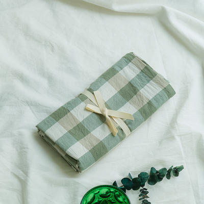 水洗棉基础款新花型单品（枕套） 48cmX74cm/对 绿白三分格