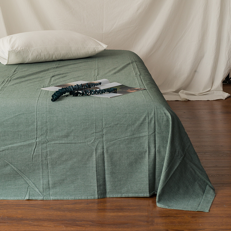 全棉色织精梳水洗棉 单品床单床笠 150cmx200cm 床笠 纯绿