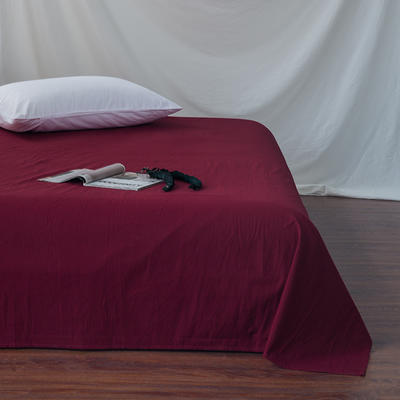 全棉色织精梳水洗棉 单品床单床笠 150cmx200cm 床笠 深红